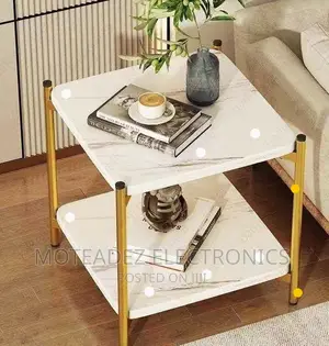Square Shape Corner Side Table/Stool With Gold Plated Stand