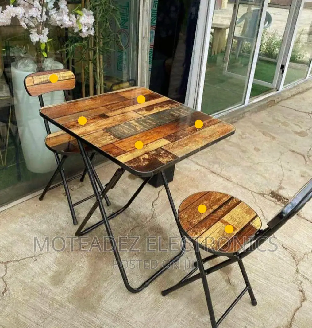 Foldable Vintage Designed Strong Quality Table With 2 Chairs