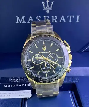 Maserati Chronograph Gold/Black Head Chain Watch