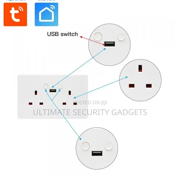 Wi-Fi Tuya Smart Double USB Socket. 13A