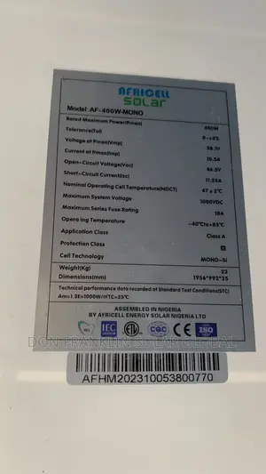 400watts Afriicell Brand New Solar Panel