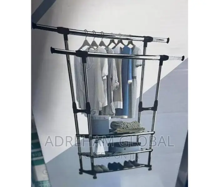 2layer Double Pole Iron Clothe/Shoe Rack