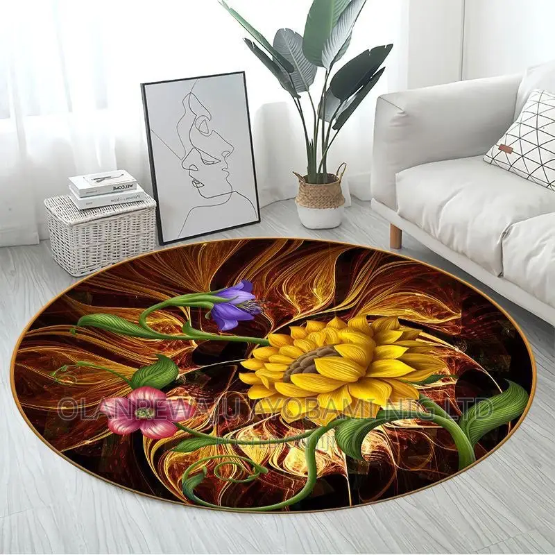 Faux Cashmere Round Centre Rug in Lagos Island (Eko) Home Accessories