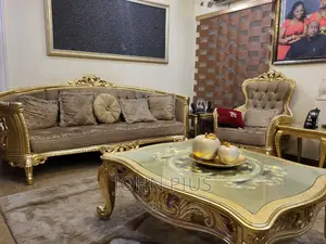 2 Three Sitter 2 Single Sitter, Dining Withe 6 Golden Chairs