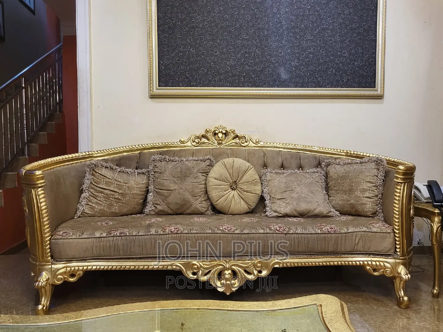 2 Three Sitter 2 Single Sitter, Dining Withe 6 Golden Chairs