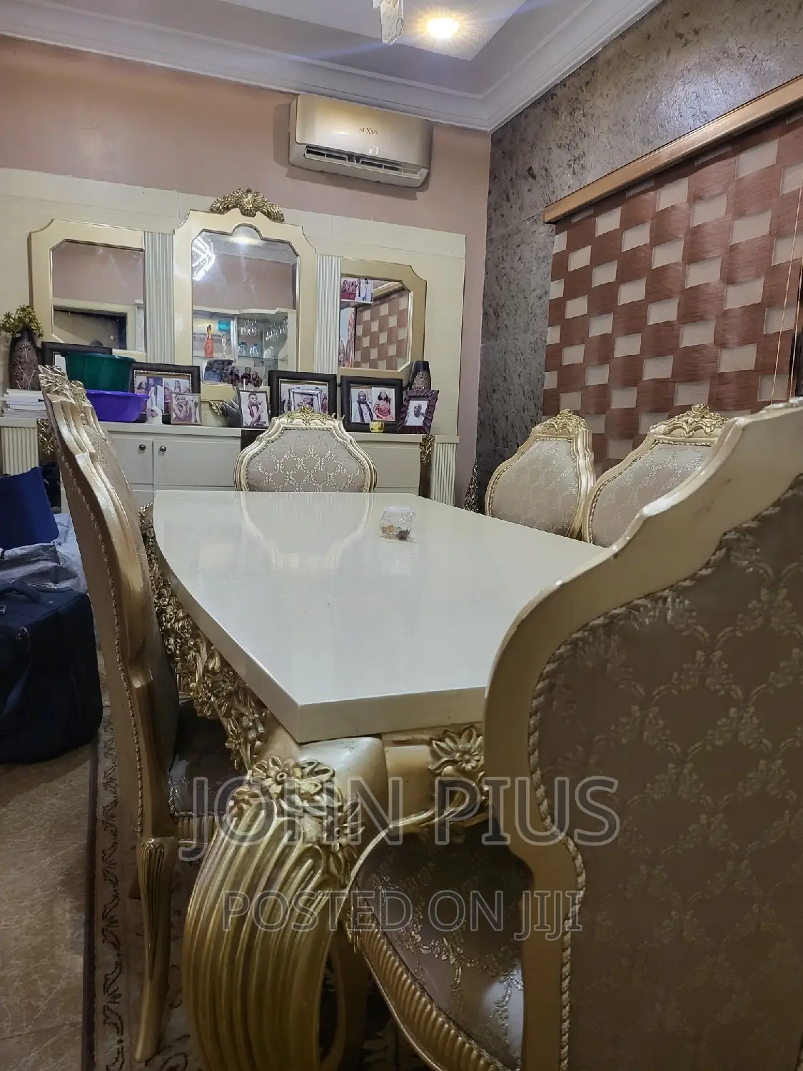 2 Three Sitter 2 Single Sitter, Dining Withe 6 Golden Chairs