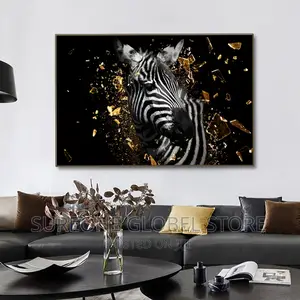 Black Gold Lion Eelphant Canvas