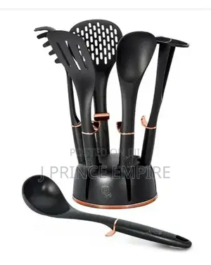 Silicone Cooking Kitchen Utensils 7 PCS Nonstick (Black)