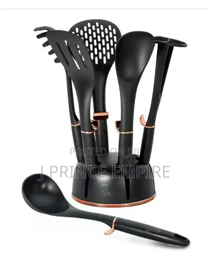 Silicone Cooking Kitchen Utensils 7 PCS Nonstick (Black)