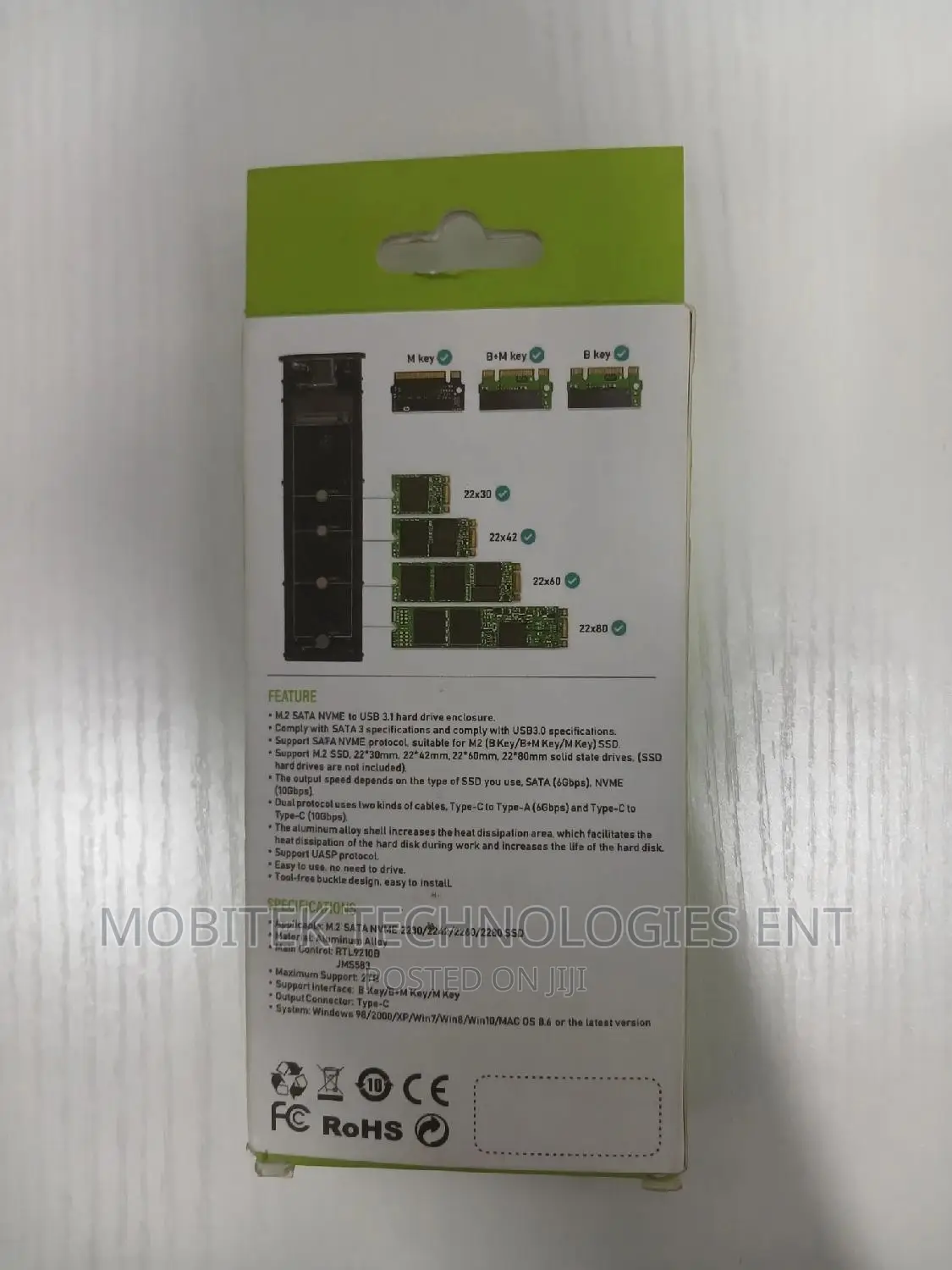 M.2 Nvme Pcie SSD Casing Enclosure (6/10gbps)