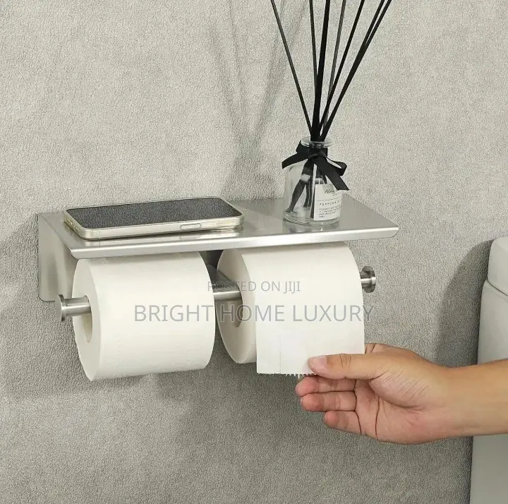 Anti-Rust Double Toilet Paper Tissue Holder With Shelf in Mushin ...
