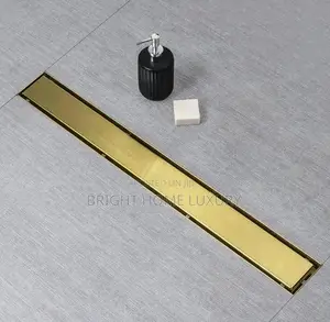 60cm Luxury Gold Rectangle Tile Inserts Floor Drain