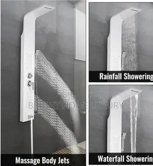 White Stainless 5in1 Bathroom Waterfall Spout Shower Panel