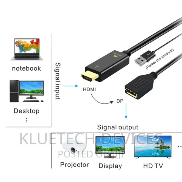 HDMI to Display Port/Usb Female Cable