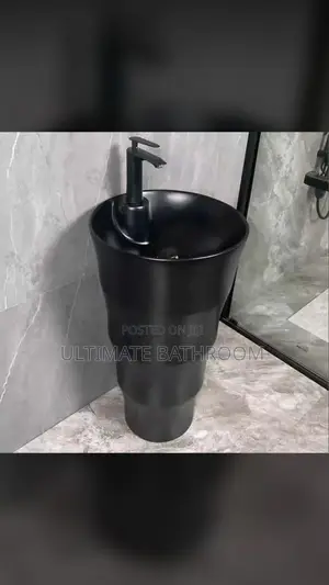 Round Black Free Standing Wash Hand Basin
