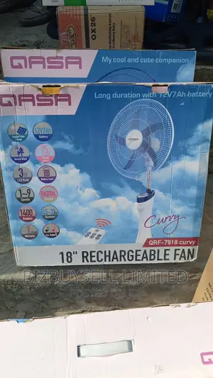 18" Inches Qasa Rechargeable Fan, With Remote And Led Light