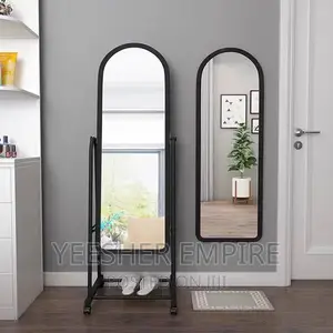 Movable Standing Mirror With Rack