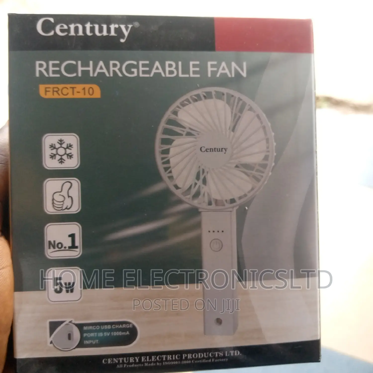 Century Rechargable Hand Fan 10 Inches