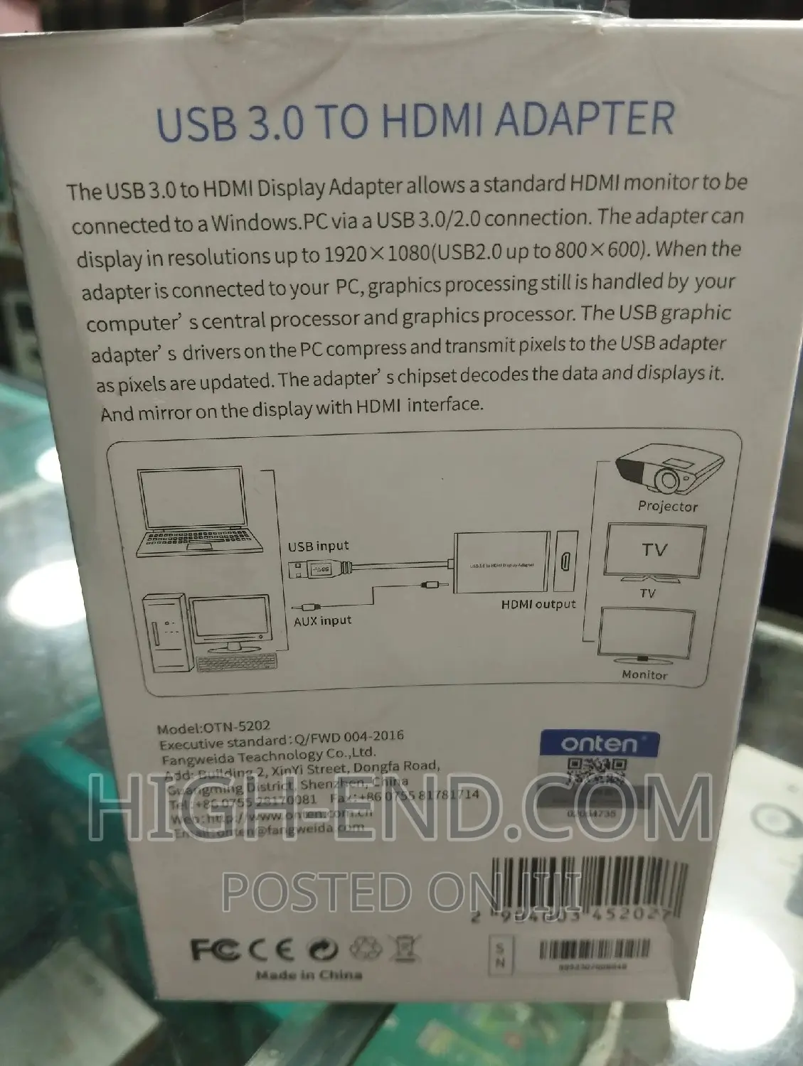 Onten Usb 3.0 to Hdmi Adapter