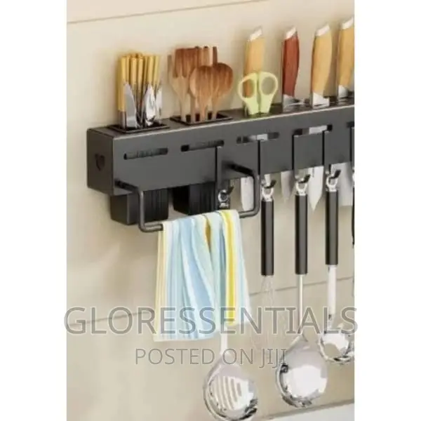 Wall Mounted Knife Cutlery Holder Kitchen Rack With Hooks