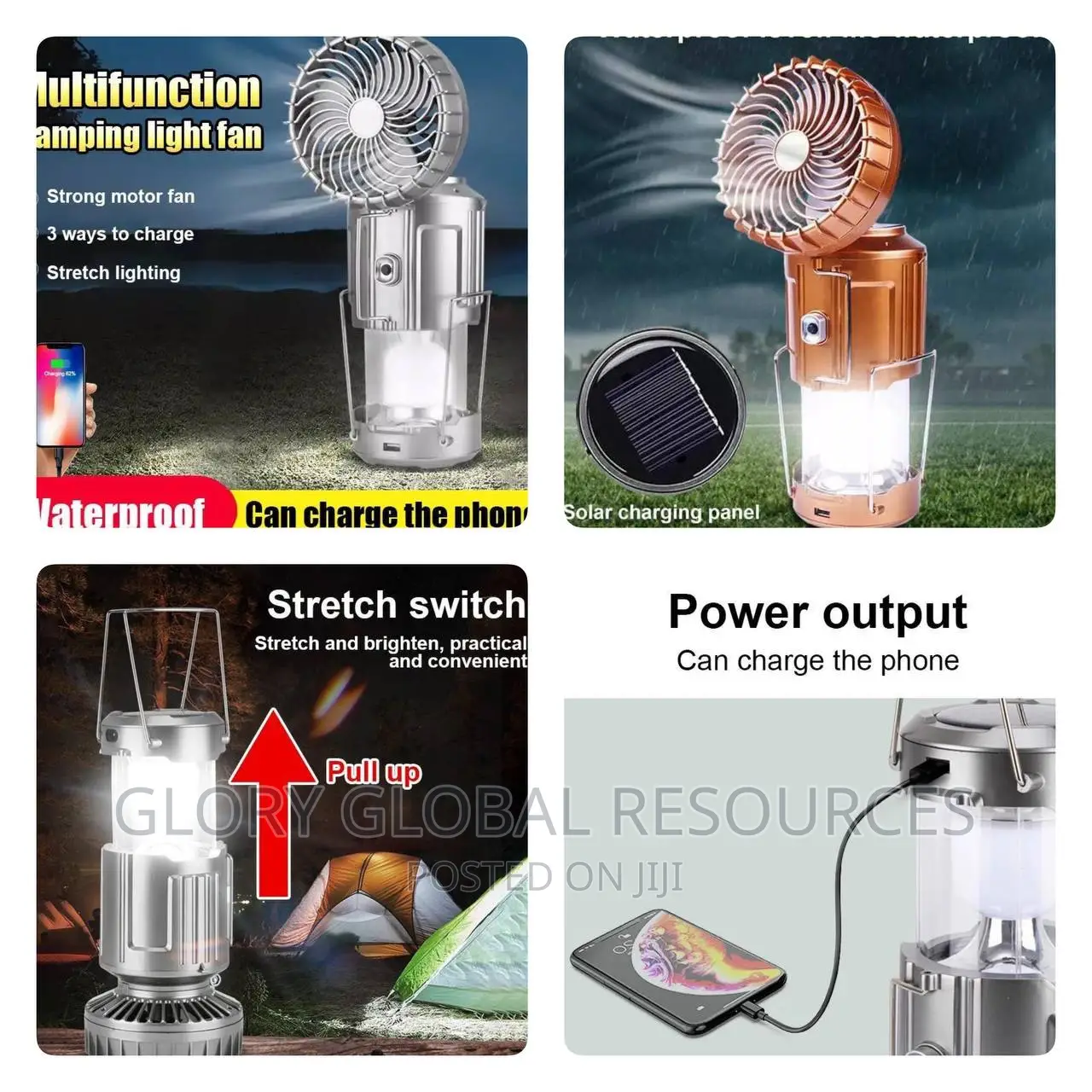 Solar Indoor/Camping Light With Fan Flashlight