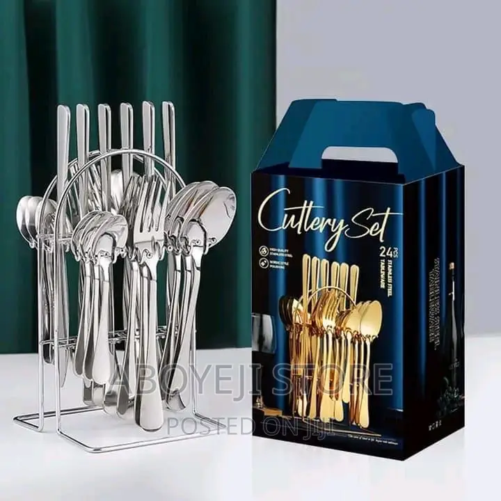 Set 24 Piece Gold Silverware