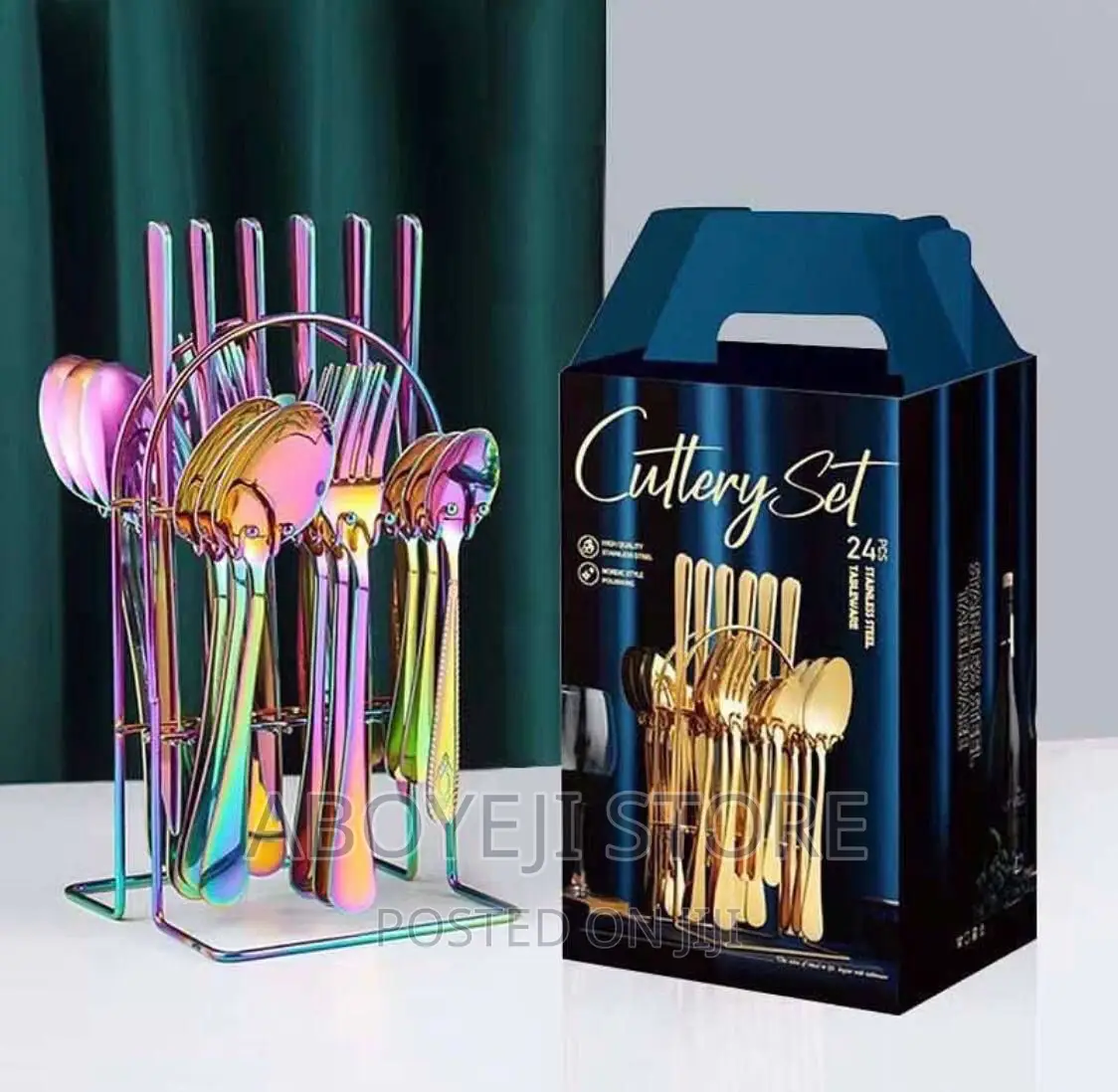 Set 24 Piece Gold Silverware