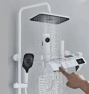 White Piano Button Shower Mixer