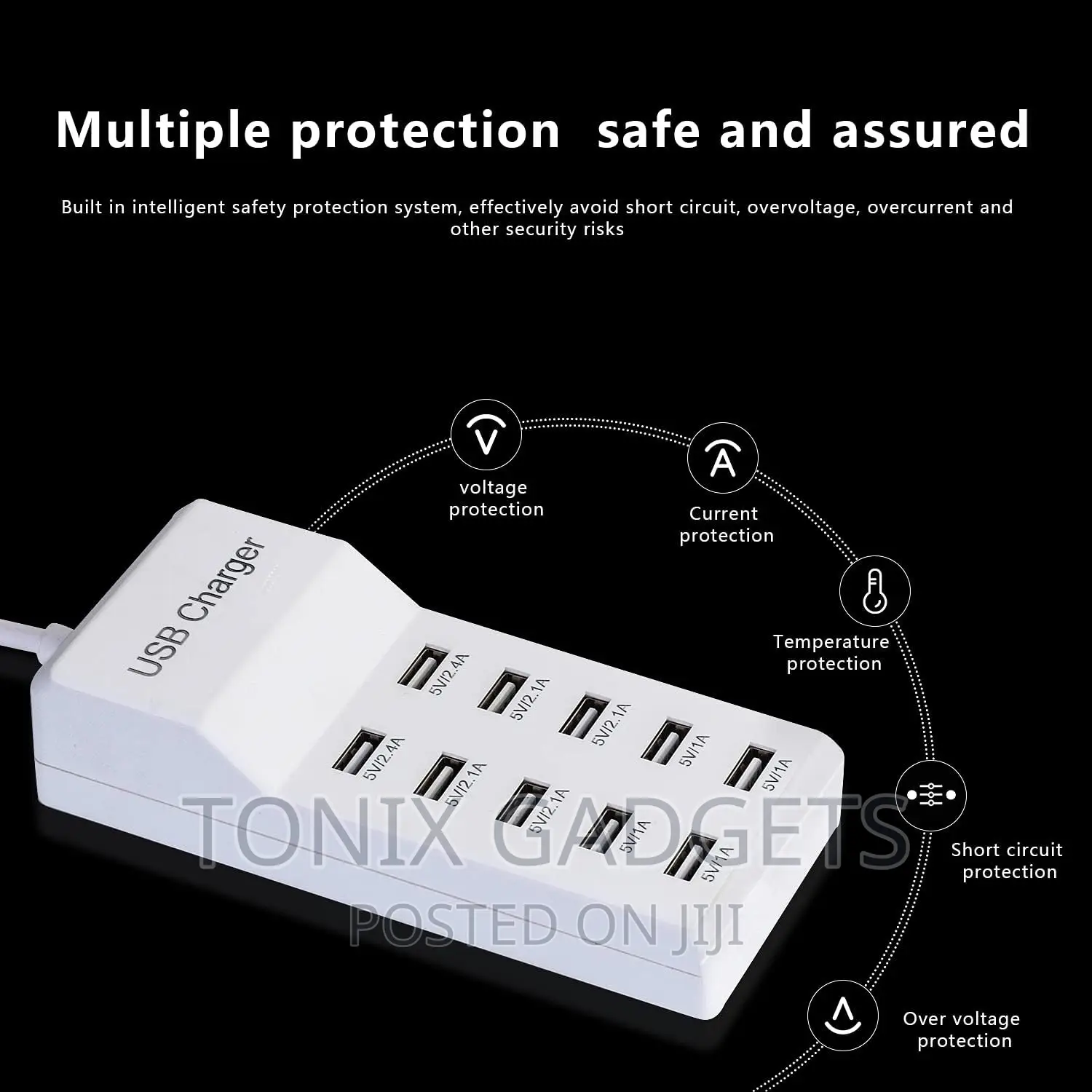 10 Ports USB 50W Intelligent Charger