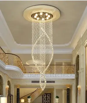 Modern Crystal Chandelier Light Fixture Duplex Stairs Light