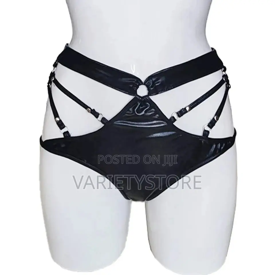 Women Sexy Leather Top Bra Underwear Panties Costume