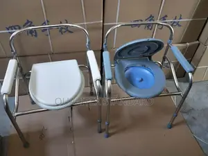 White and Blue Standard Commode Chair