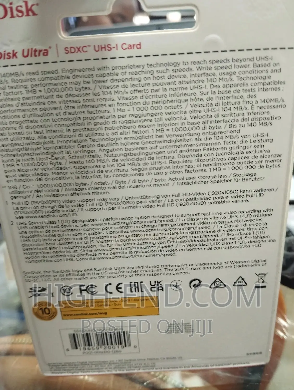 Sandisk Ultra SDHC Card 128gb 140mbps