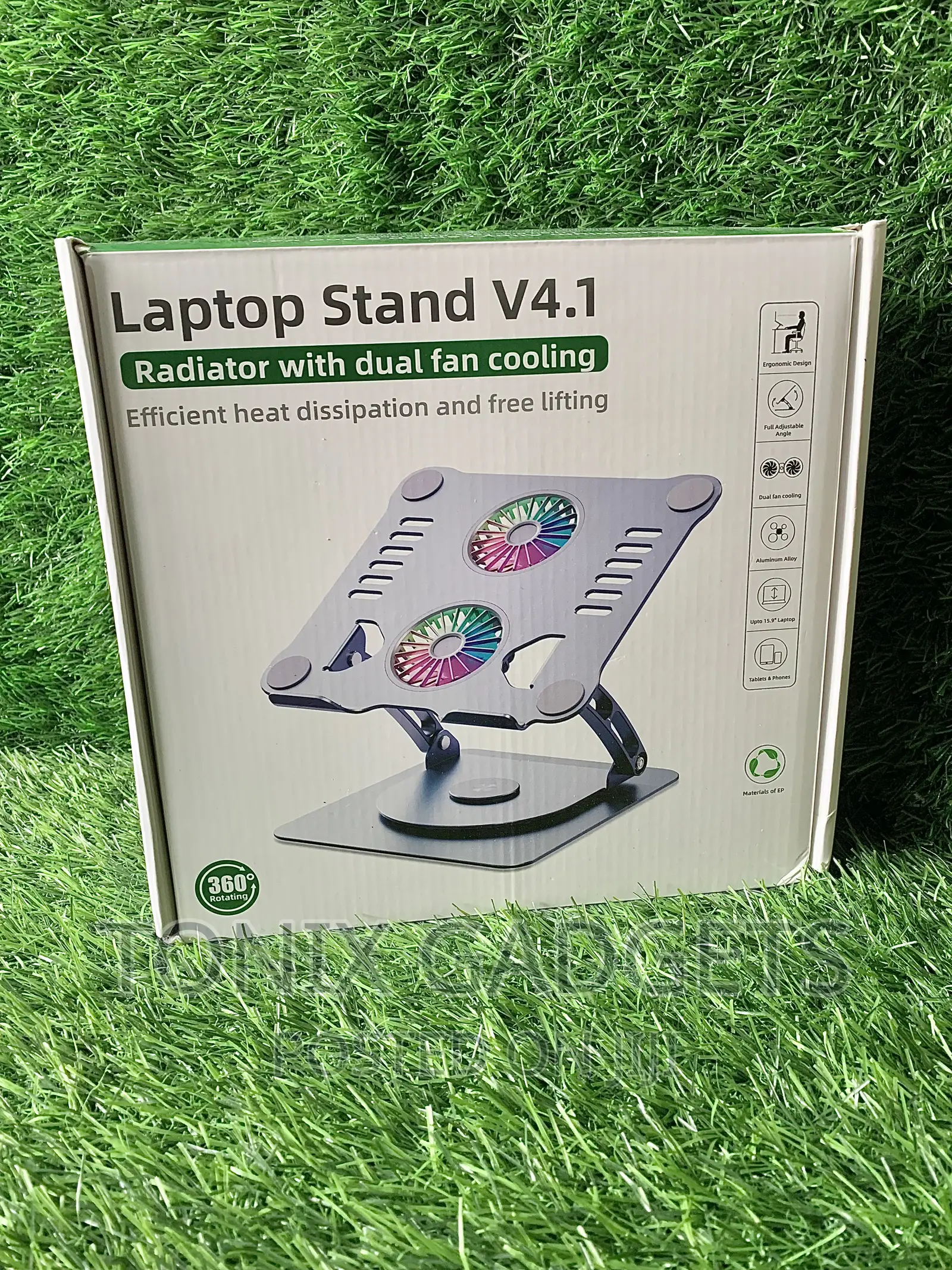 Adjustable Laptop Stand With USB Cooling Fan Heat-Vent
