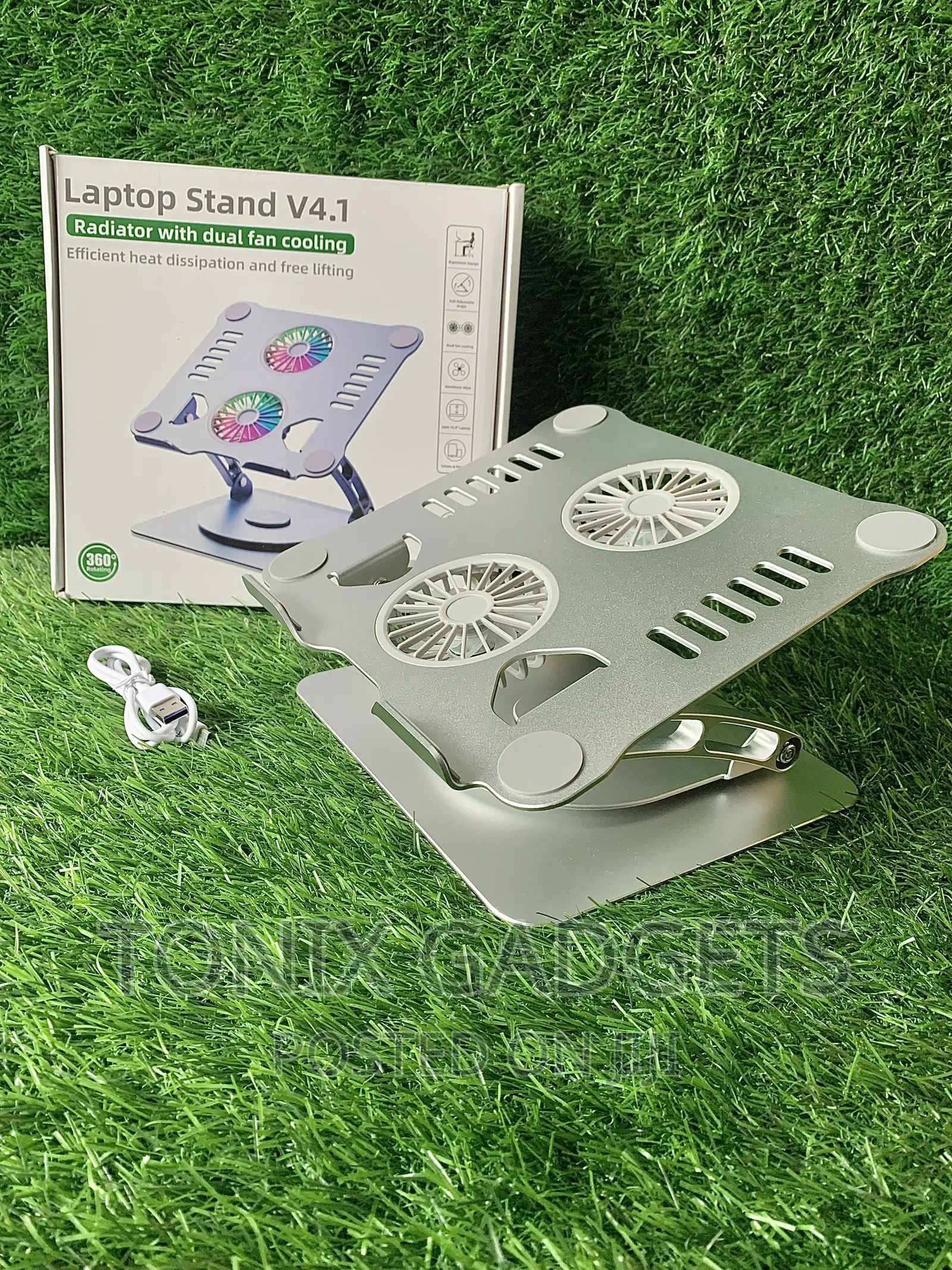 Adjustable Laptop Stand With USB Cooling Fan Heat-Vent