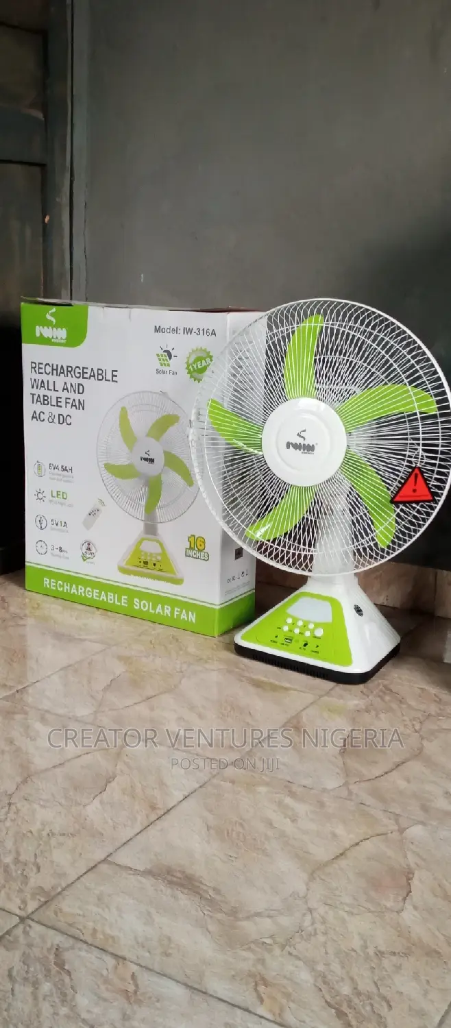 Iwin Rechargable Ac/Dc Table/Wall Fan,16",
