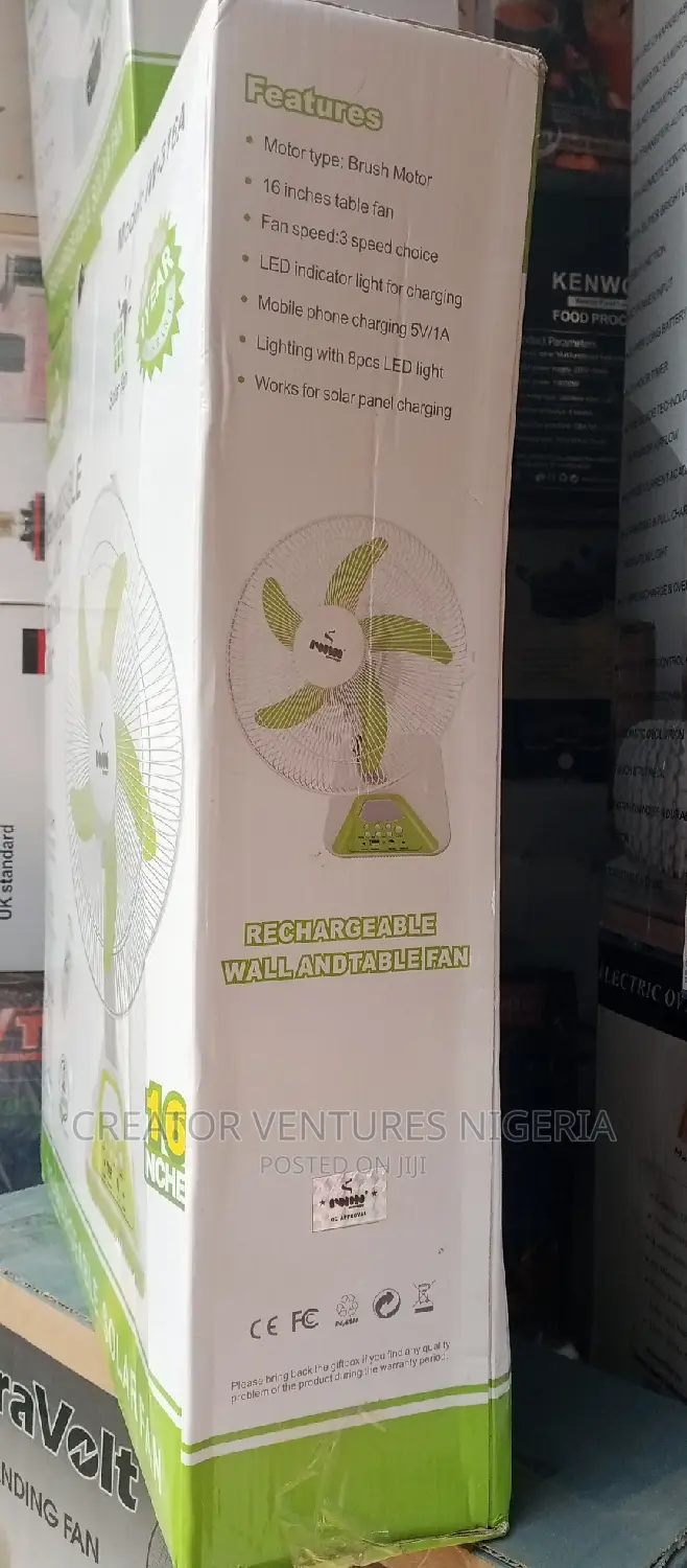 Iwin Rechargable Ac/Dc Table/Wall Fan,16",