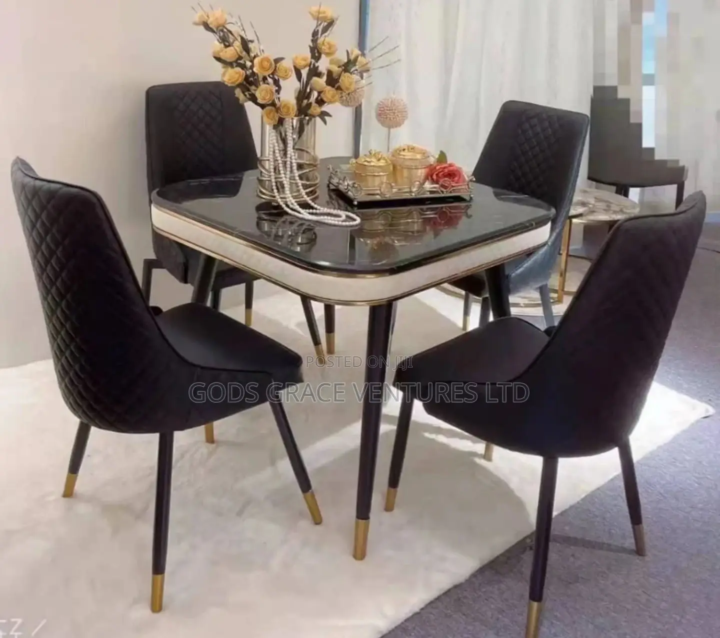 Marble Dining Set by 4 Seaters