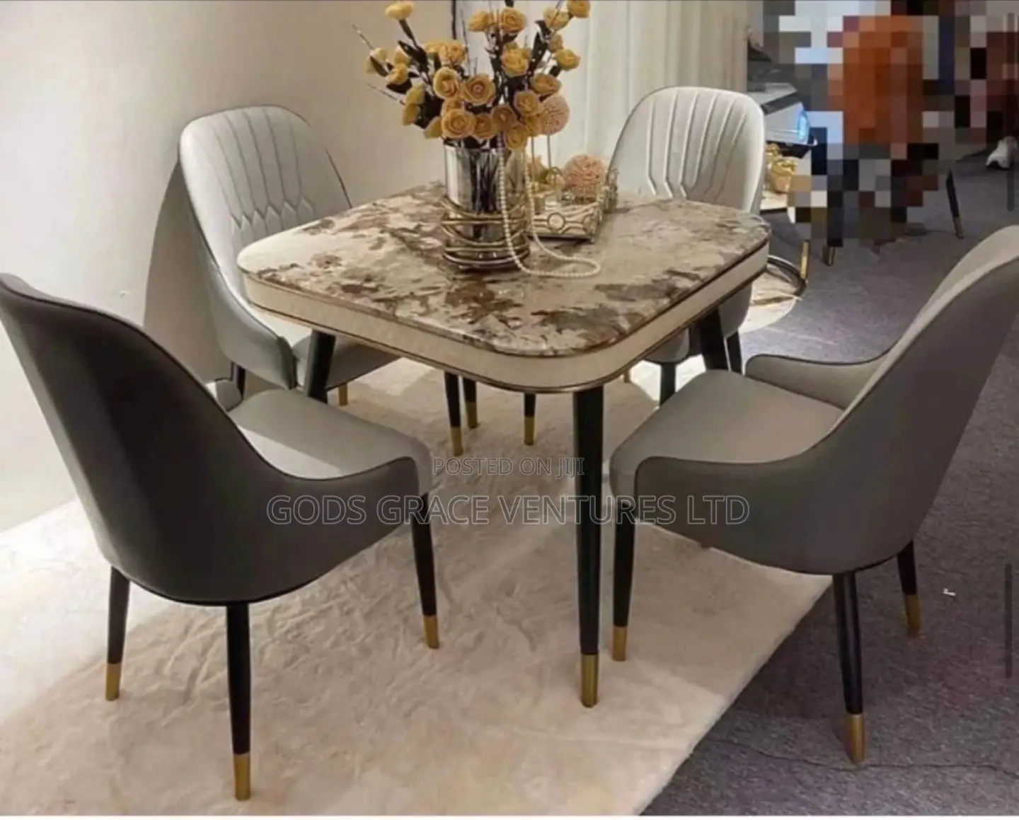 Marble Dining Set by 4 Srater