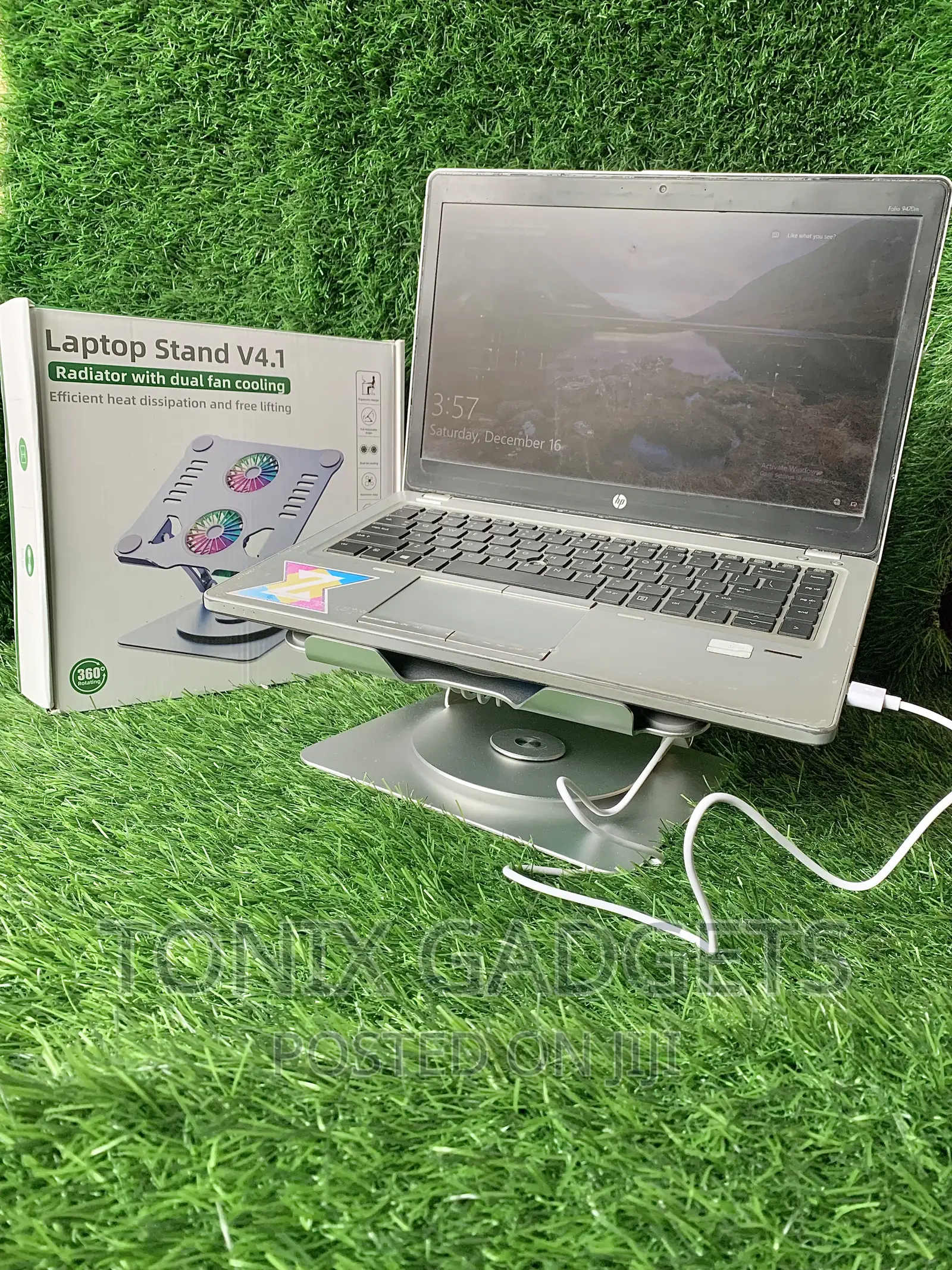 Adjustable Laptop Stand With USB Cooling Fan Heat-Vent