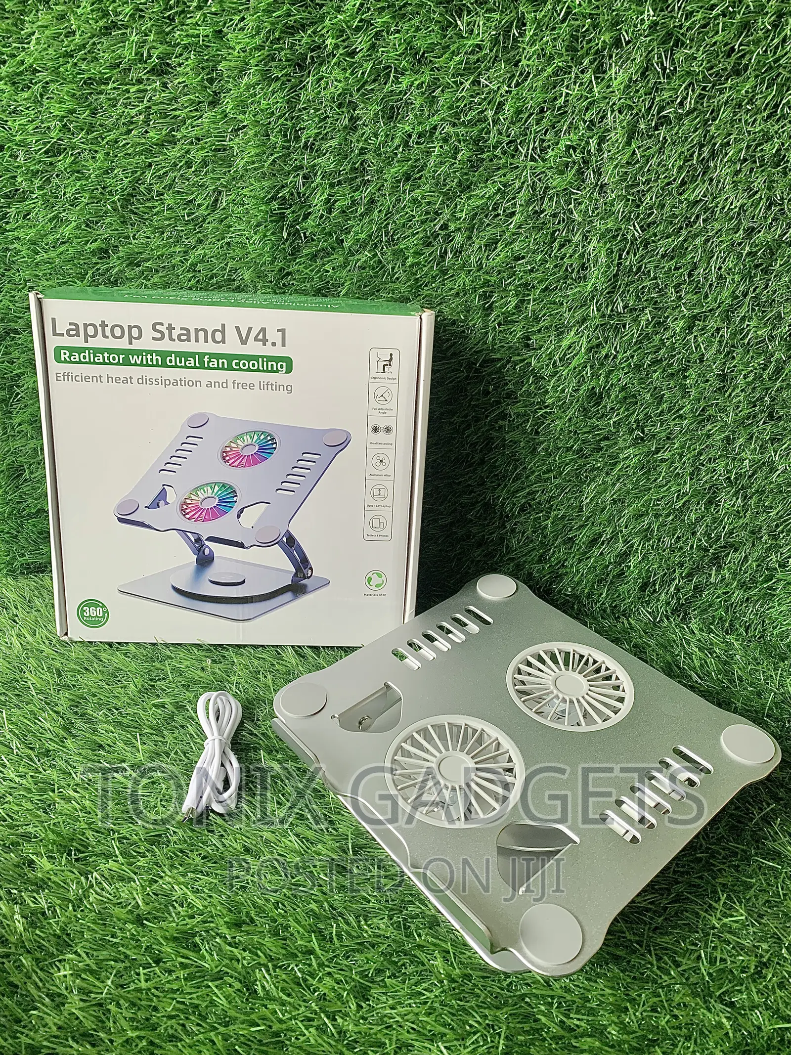 Adjustable Laptop Stand With USB Cooling Fan Heat-Vent