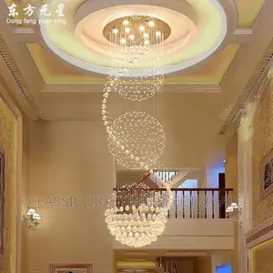 Modern LED Crystal Chandelier Lighing Spiral Stair Lamp