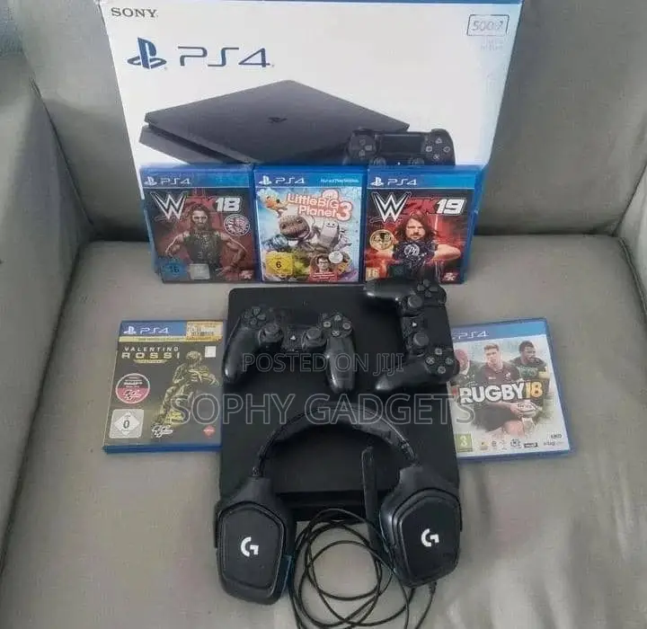 Low Version Ps4 Slim Playstation With 2 Controllers