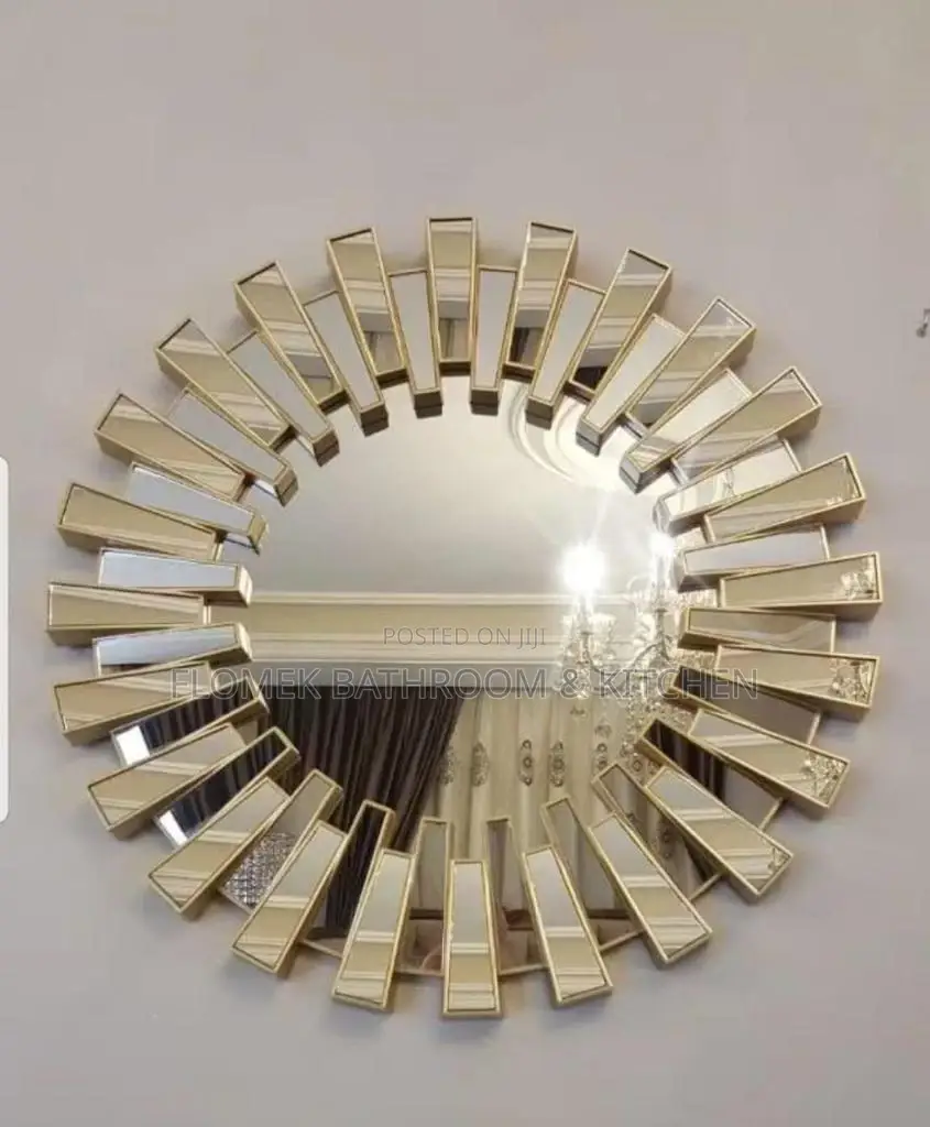 Round Gold Framed Mirror