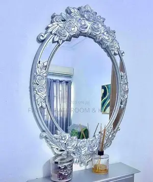 Silver Framed Mirror With Design