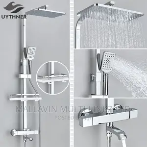 High Quality Chrome Thermostatic Shower Set With Rack