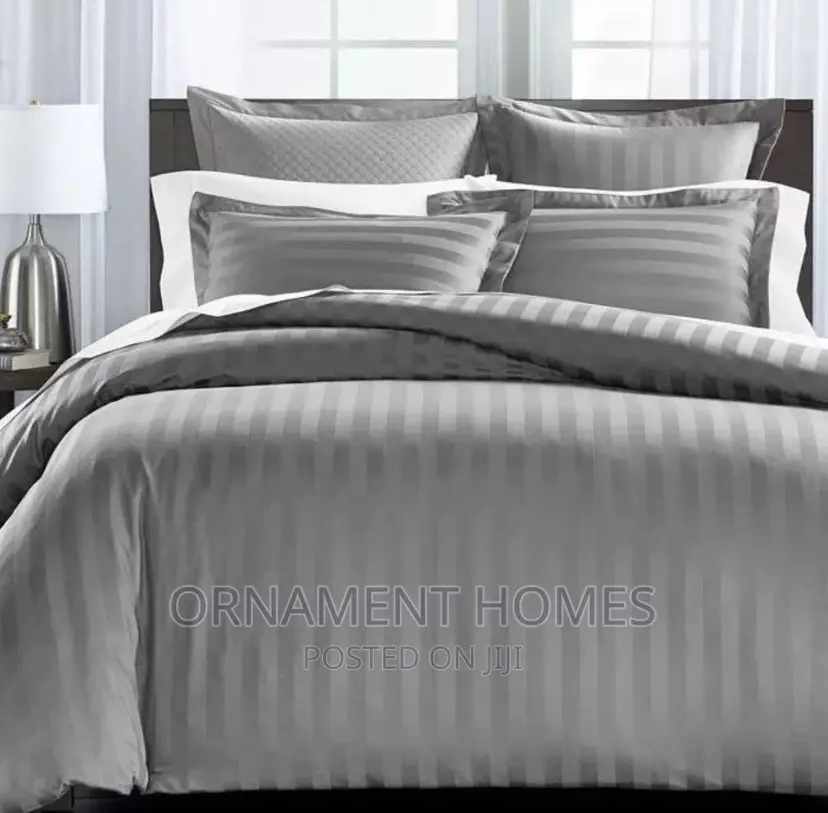 Striped Bedsheet Duvet and Decorative Pillowcases
