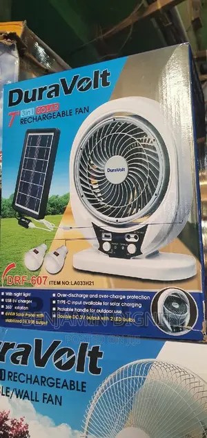 7" Solar Rechargeable Table Fan