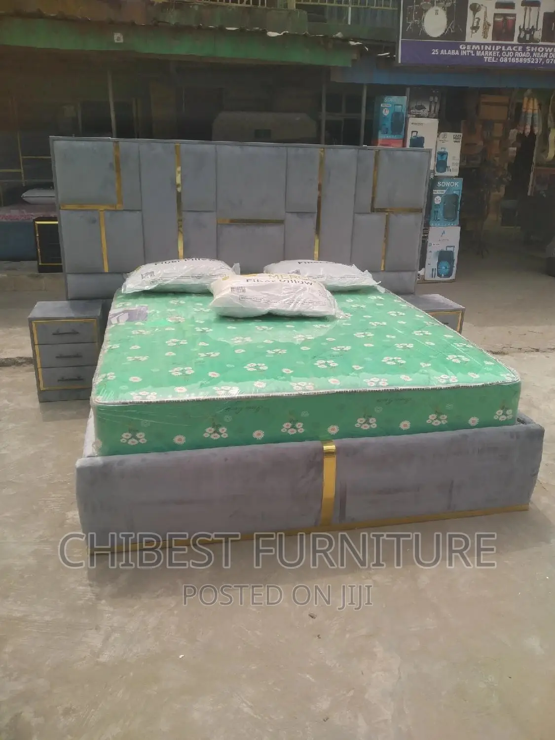 Quality 6by6 Ulphostery Padded Bed Frame With Two Bed Sides
