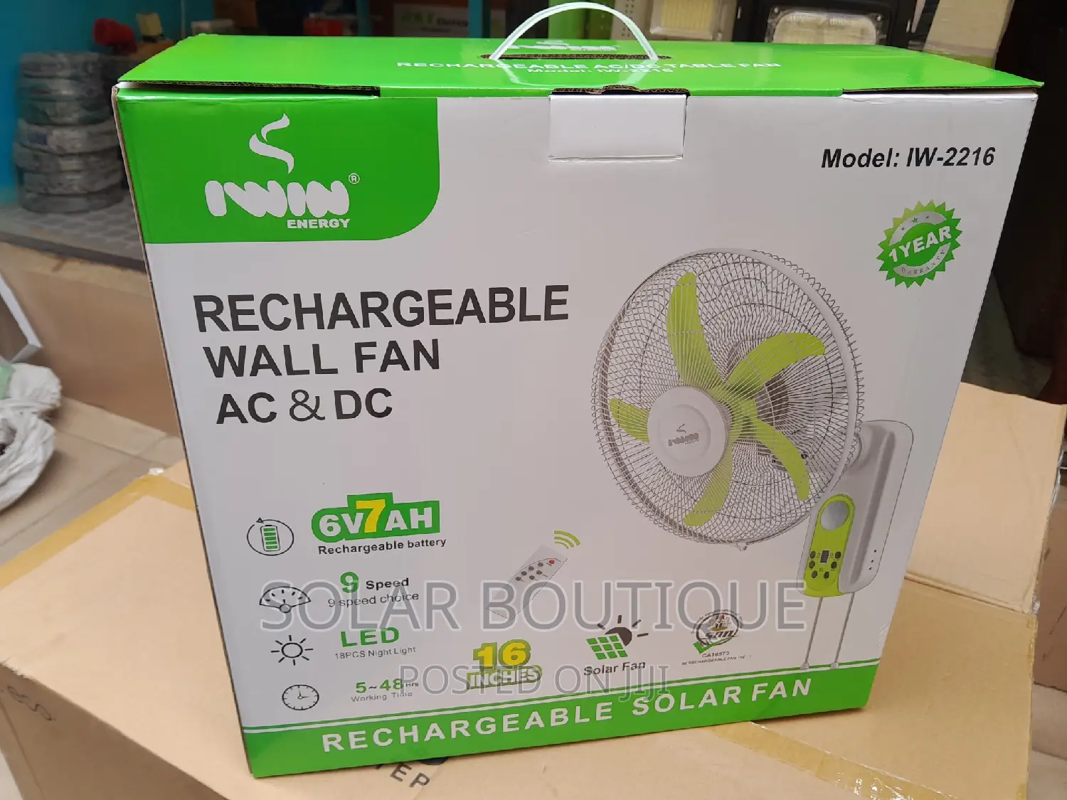 Solar Rechargeable Wall Fan